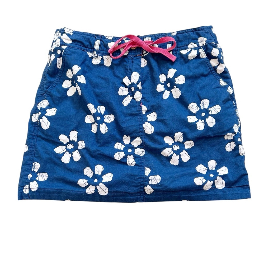 Tailor Vintage Reversible Blue Floral & Pink Cotton Skirt Size Small Stretch